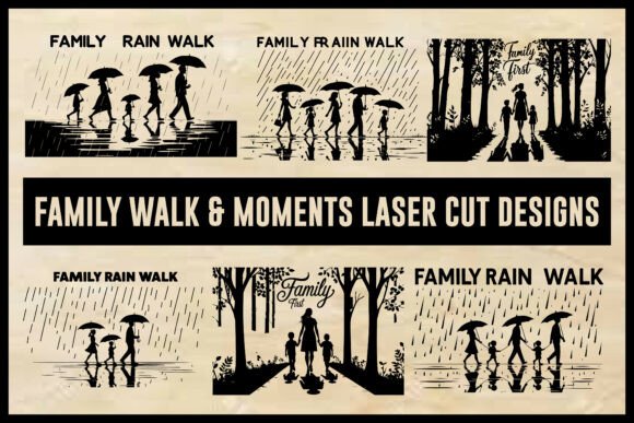 Family Walk Moments Laser Cut Design: Graphics for Crafts & Brands