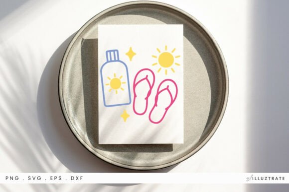 Flip Flops and Suncream SVG Clipart for Crafts and Graphics