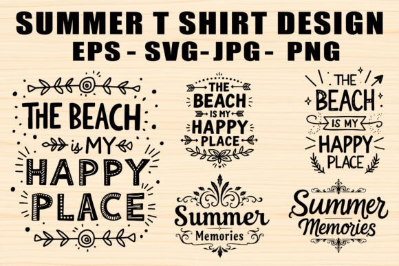 Summer T-Shirt Designs SVG Set for Graphics and Crafts